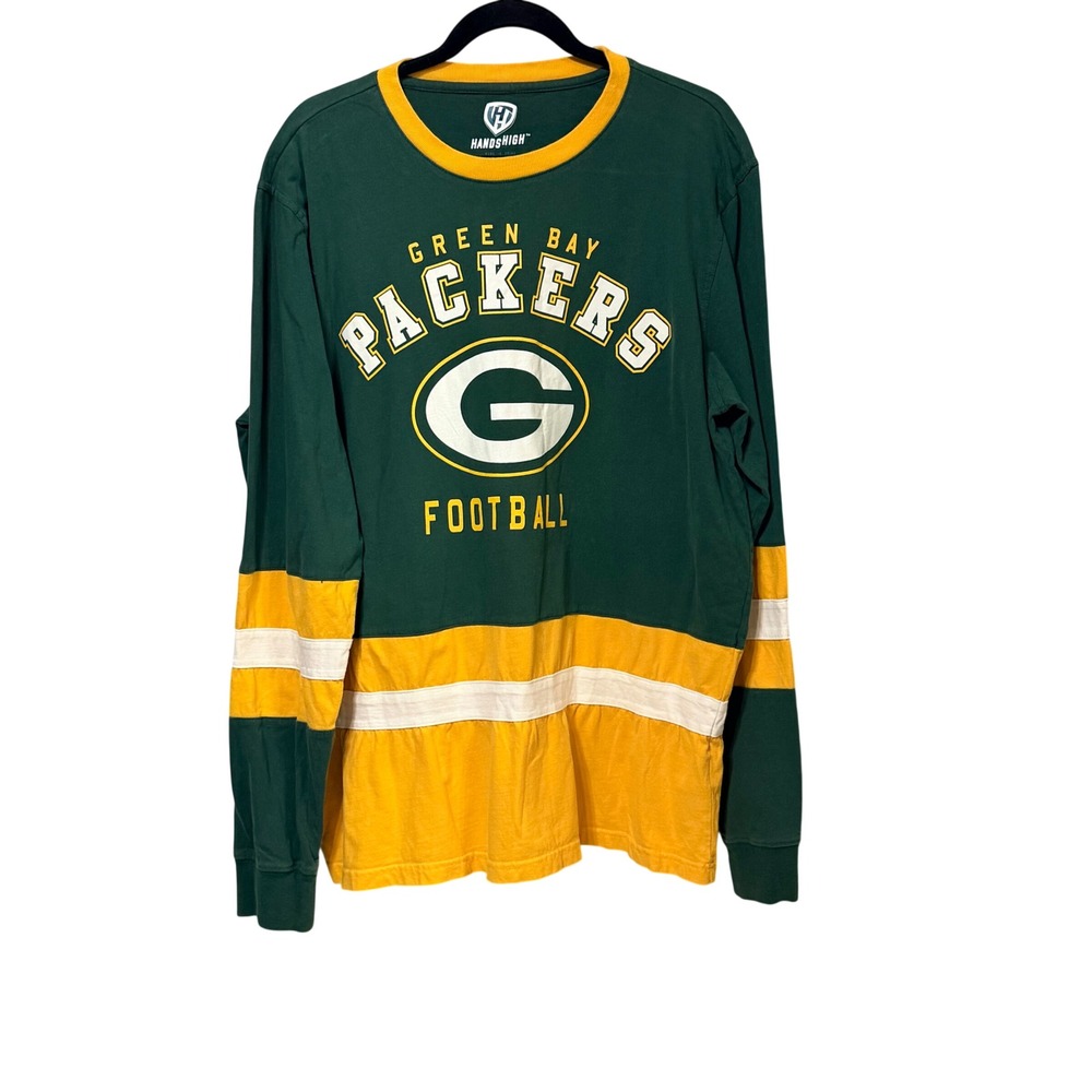 Hands High Green Bay Packers NFL Long Sleeve T-Shirt Green Gold XL